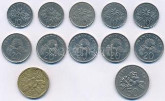 Szingapúr 1986-1996. 10c-1$ (12xklf) T:2,2- Singapore 1986-1996. 10 Cents - 1 Dollar (12xdiff) C:XF,VF