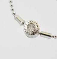 Ezüst(Ag) nyaklánc, virágos függővel, Pandora jelzéssel, h: 62 cm, bruttó: 18,28 g