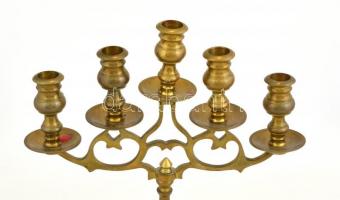 Réz gyertyatartó, ötágú, jó állapotban m: 38,5 cm