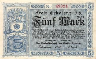 Német Birodalom/Weimari Köztársaság/Erkelenz 1918.11.12. 5M T:I-/II+ Széle kissé töredezett!