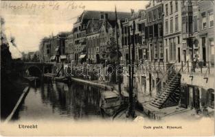 1906 Utrecht, Oude gracht. Rijksmunt / canal. A. v. Dorsten Jr. (glue mark)