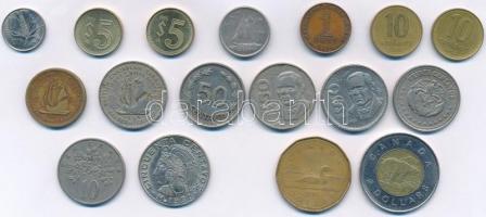 17db-os vegyes érmetétel, közte Mexikó, Kolumbia, Kanada, Jamaica, stb. T:vegyes 17pcs of mixed coin lot, within Mexico, Colombia, Canada, Jamaica, etc. C:mixed