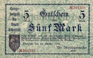 Német Birodalom/Császárság/Elberfeld 1918.10.25. 5M T:I