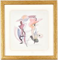 Üvegezett, aranyszínű fa képkeretben, paszpartuban, Franz Marc nyomat, paszpartu belső méret: 23×23c...