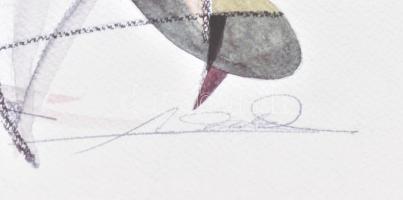 Üvegezett, aranyszínű fa képkeretben, paszpartuban, Franz Marc nyomat, paszpartu belső méret: 23×23c...