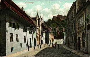Segesvár, Schässburg, Sighisoara; utca, templom. H. Zeidner kiadása / street view, church