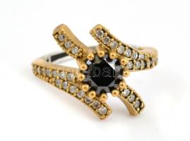 Aranyozott ezüst(Ag) különleges gyűrű, jelzett, méret: 55, bruttó: 4,43 g