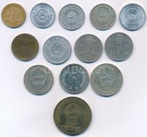 13db-os vegyes ázsiai érmetétel (Kína, Mongólia, Dél-Korea) T:1-2-
13pcs of mixed Asian coin lot (C...