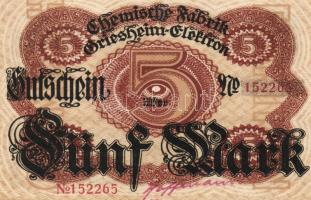 Német Birodalom/Weimari Köztársaság/Frankfurt a.M./Chemische Fabrik Griesheim-Elektron 1919.10.25. 5...