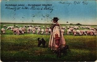 1931 Hortobágy, juhász, magyar folklór. Vasúti levelezőlapárusítás. Erdélyi udv. fényképész felvétele (EK)