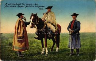 1916 Hortobágy, a más karámból hírt hozott csikós, magyar folklór (EK)