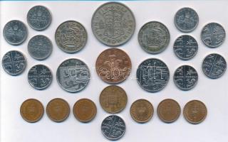 Nagy-Britannia 24db-os vegyes érmetétel T:2,2- United Kingdom 24pcs mixed coin lot C:XF,VF