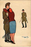 Humoros magyar katonai lap. Kiadja Bruck Mihály / WWII Hungarian military art postcard s: Magyarász