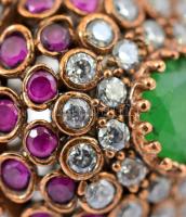 Ezüst(Ag) kövekkel gazdagon kirakott "kupolás" gyűrű, jelzett, méret: 59, bruttó: 11,87 g