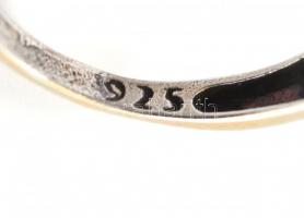 Ezüst(Ag) kövekkel gazdagon kirakott "kupolás" gyűrű, jelzett, méret: 59, bruttó: 11,87 g