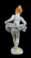 Hollóházi porcelán balerina, kézzel festett, jelzett, hibátlan, m: 14 cm