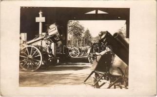 1917 Talián zsákmány a 11. Isonzo csatából / WWI Austro-Hungarian K.u.K. military, captured Italian cannons and equipment. photo