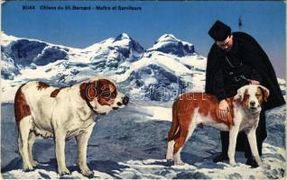 Chiens du St. Bernard. Maitre et Serviteurs / St. Bernard dogs. Phototypie Co. Montreux (EK)