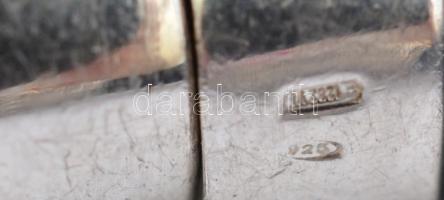 Ezüst(Ag) elemekkel díszített gumi karkötő, jelzett, d: 5,5 cm, bruttó: 25,19 g