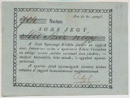 1838. A Zala Egerszegi Kórház javára sorsjegy 704P-ről, sorszámozott, kézzel kitöltött T:III szép papír