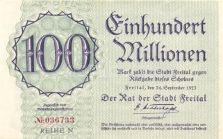 Német Birodalom/Weimari Köztársaság/Freital 1923.9.24. 100.000.000M T:I