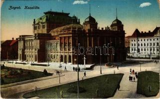 1916 Zagreb, Zágráb; Kazaliste / színház / theatre (kopott sarkak / worn corners)