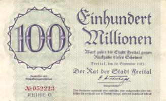 Német Birodalom/Weimari Köztársaság/Freital 1923.9.24. 100.000.000M T:II