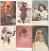 36 db RÉGI képeslap: főleg művész motívumok + 1 Szófia kis méretű leporello / 36 pre-1945 postcards: mostly art motives + 1 Sofia small sized leporello