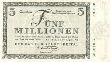 Német Birodalom/Weimari Köztársaság/Freital 1923.8.25. 5000.000M T:II