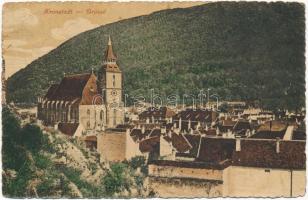 1916 Brassó, Kronstadt, Brasov; látkép, Fekete templom / general view, Lutheran church (kissé ázott sarok / slightly wet corner)