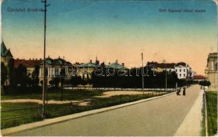 1912 Arad, Gróf Apponyi körút. Kerpel Izsó kaidása / street view, boulevard (EK)