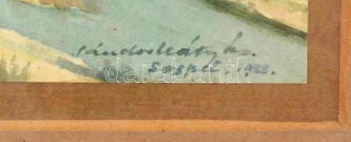 Sándor Mátyás: Sospil. Akvarell, papír. Jelzett. 14x21 cm Üvegezett keretben