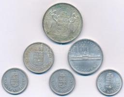 1939. 5P Ag "Horthy balra" + 1941-1942. 1P Al (3x) + 1941. 2P Al + 1945. 5P Al T:1-2-