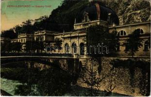 1913 Herkulesfürdő, Herkulesbad, Baile Herculane; Szapáry fürdő, híd / bath, spa, bridge (EK)