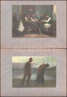 8 db színnyomat Hornyánszky Viktor sajtójából, kartonlapra ragasztva