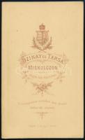 cca 1890 Miskolc, Szinay és Társa fényképészek műtermében készült, keményhátú, vintage fotó, hátolda...