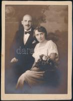 1921 Budapest, Herczegffy E. és Bojler János esküvője, feliratozott vintage fotó, 15,5x11,3 cm