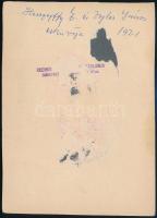 1921 Budapest, Herczegffy E. és Bojler János esküvője, feliratozott vintage fotó, 15,5x11,3 cm