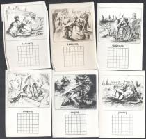 12 db erotikus nyomatú naptárlap az év hónapjaival 9x13 cm