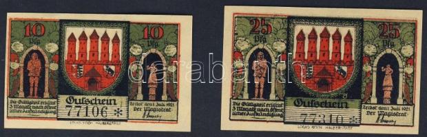 Német Birodalom/Weimari Köztársaság/ Zerbst 1921. 10Pf + 25Pf + 50Pf(6x) + 100Pf 9klf db, teljes sor...