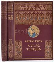 Baktay Ervin: A világ tetején I-II. kötet. Kőrösi Csoma Sándor nyomdokain Nyugati Tibetbe. Magyar Földrajzi Társaság Könyvtára. Bp., é. n., Lampel R. (Wodianer F. és Fiai), 144 p.+35 t.(fekete-fehér fotók.)+312 p.+24 t.(fekete-fehér fotók.)+2 t. (térképek.) Harmadik kiadás. Kiadói aranyozott egészvászon-kötésben, jó állapotban.