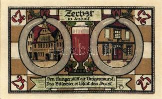 Német Birodalom/Weimari Köztársaság/ Zerbst 1921. 10Pf + 25Pf + 50Pf(6x) + 100Pf 9klf db, teljes sor...