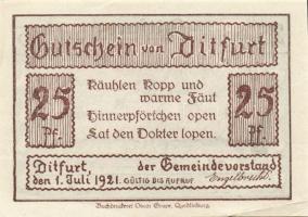 Német Birodalom/Weimari Köztársaság/ Ditfurt 1921. 10Pf + 25Pf + 50Pf + 75Pf 4klf db, teljes sor T:I