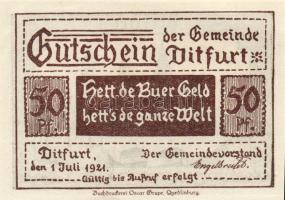 Német Birodalom/Weimari Köztársaság/ Ditfurt 1921. 10Pf + 25Pf + 50Pf + 75Pf 4klf db, teljes sor T:I