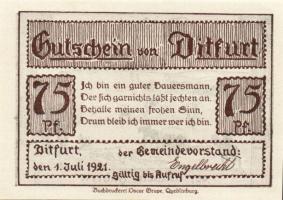 Német Birodalom/Weimari Köztársaság/ Ditfurt 1921. 10Pf + 25Pf + 50Pf + 75Pf 4klf db, teljes sor T:I