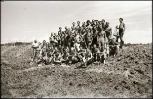 II. világháborús katonai negatívok (csoportkép, vasútépítés, szemle, vonulás, baraképítés, stb.), 10...