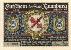 Német Birodalom/Weimari Köztársaság/ Naumburg 1921. 25Pf(3x) + 75Pf(3x) 6klf db, teljes sor T:I