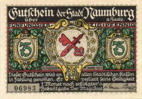 Német Birodalom/Weimari Köztársaság/ Naumburg 1921. 25Pf(3x) + 75Pf(3x) 6klf db, teljes sor T:I