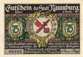 Német Birodalom/Weimari Köztársaság/ Naumburg 1921. 25Pf(3x) + 75Pf(3x) 6klf db, teljes sor T:I