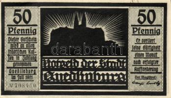 Német Birodalom/Weimari Köztársaság/ Quedlingburg 1921. 50Pf(6x) 6klf db, teljes sor T:I